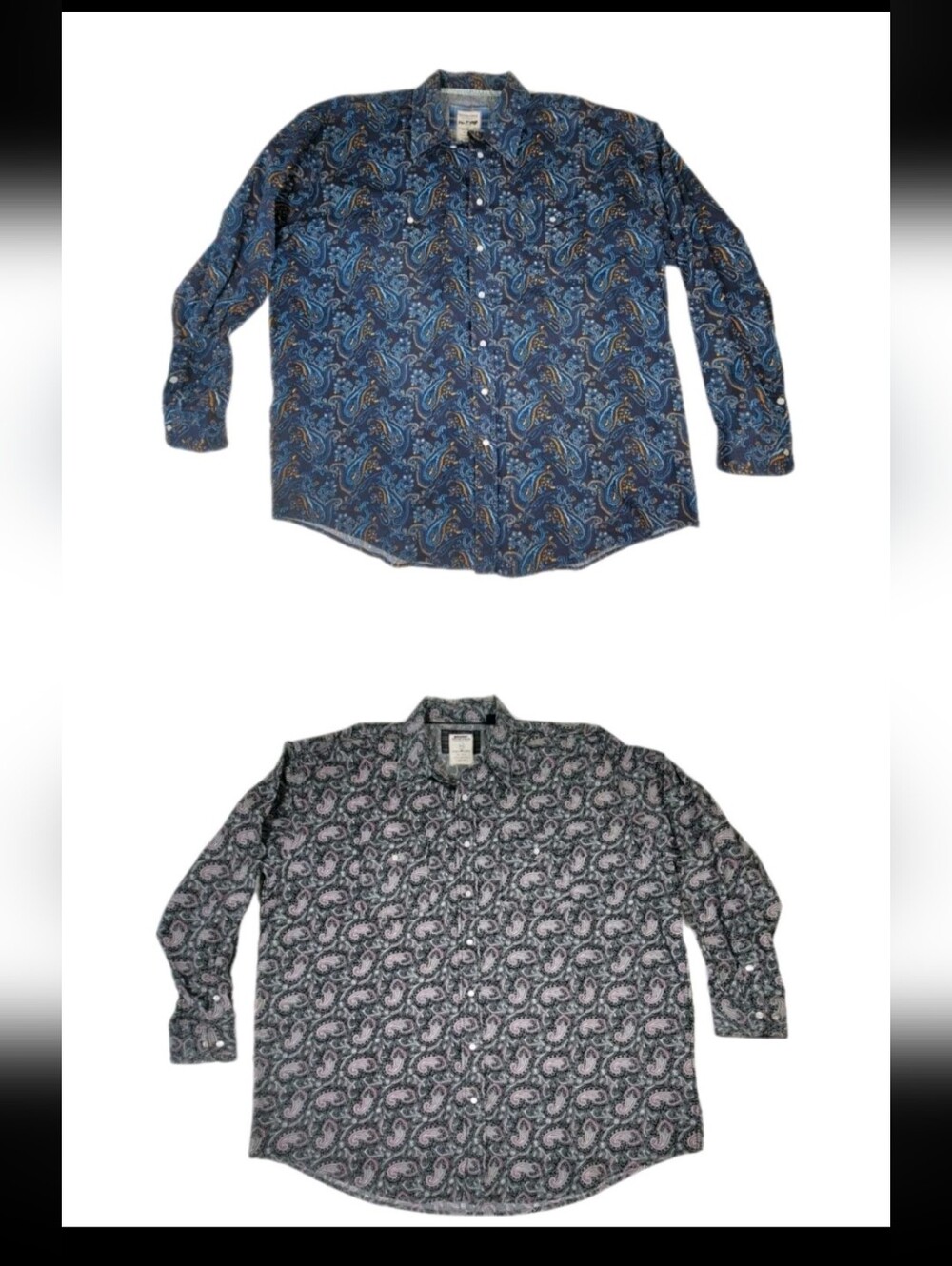 Rough Stock Panhandle Slim Mens Paisley Print Pearlsnap Shirt Size XXL Lot Of 2